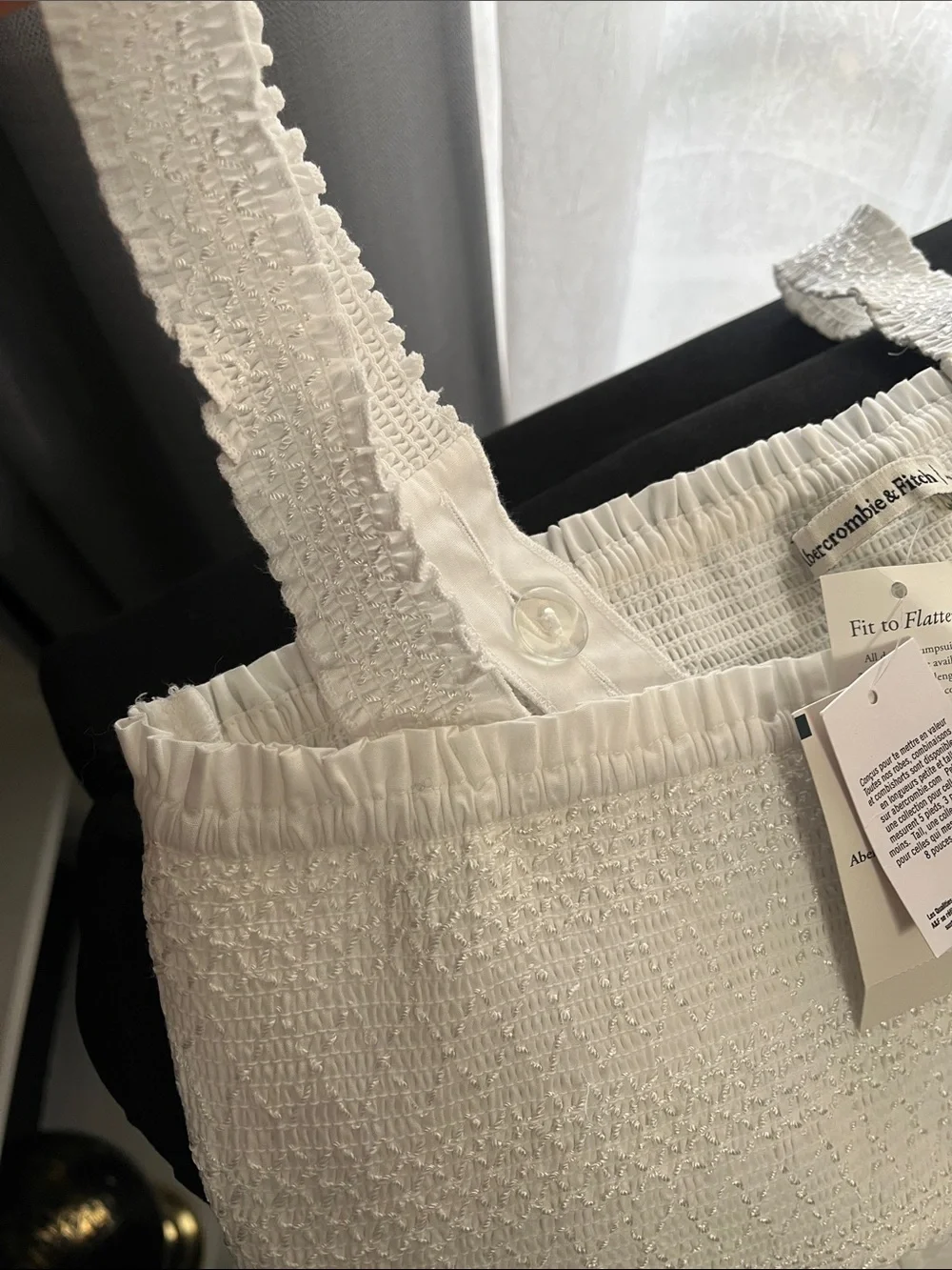 Abercrombie & Fitch White Maxi Sundress with Smocked Bodice